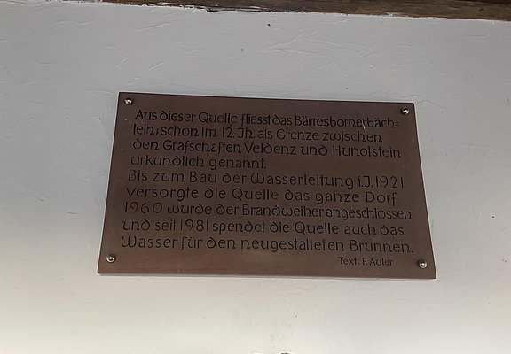 Barresbornerquelle Tafel